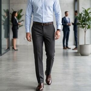 Soojun Mens Classic Fit Dress Pants Black 34W x 30L 809# Flat Front Trousers
